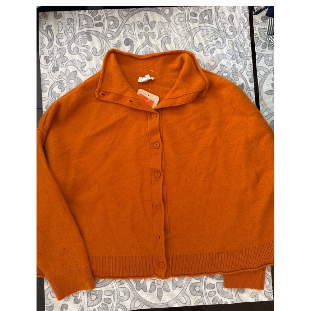 Pilcro The Cashmere Collection Orange Button Front Cardigan Sweater Medium